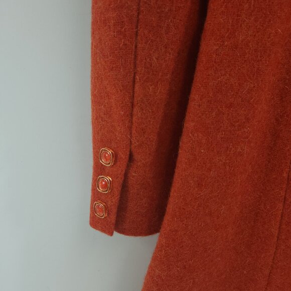 Vintage Orange / Coral Mod Peacoat with Matching Dress Handmade XS - Picture 5 of 10